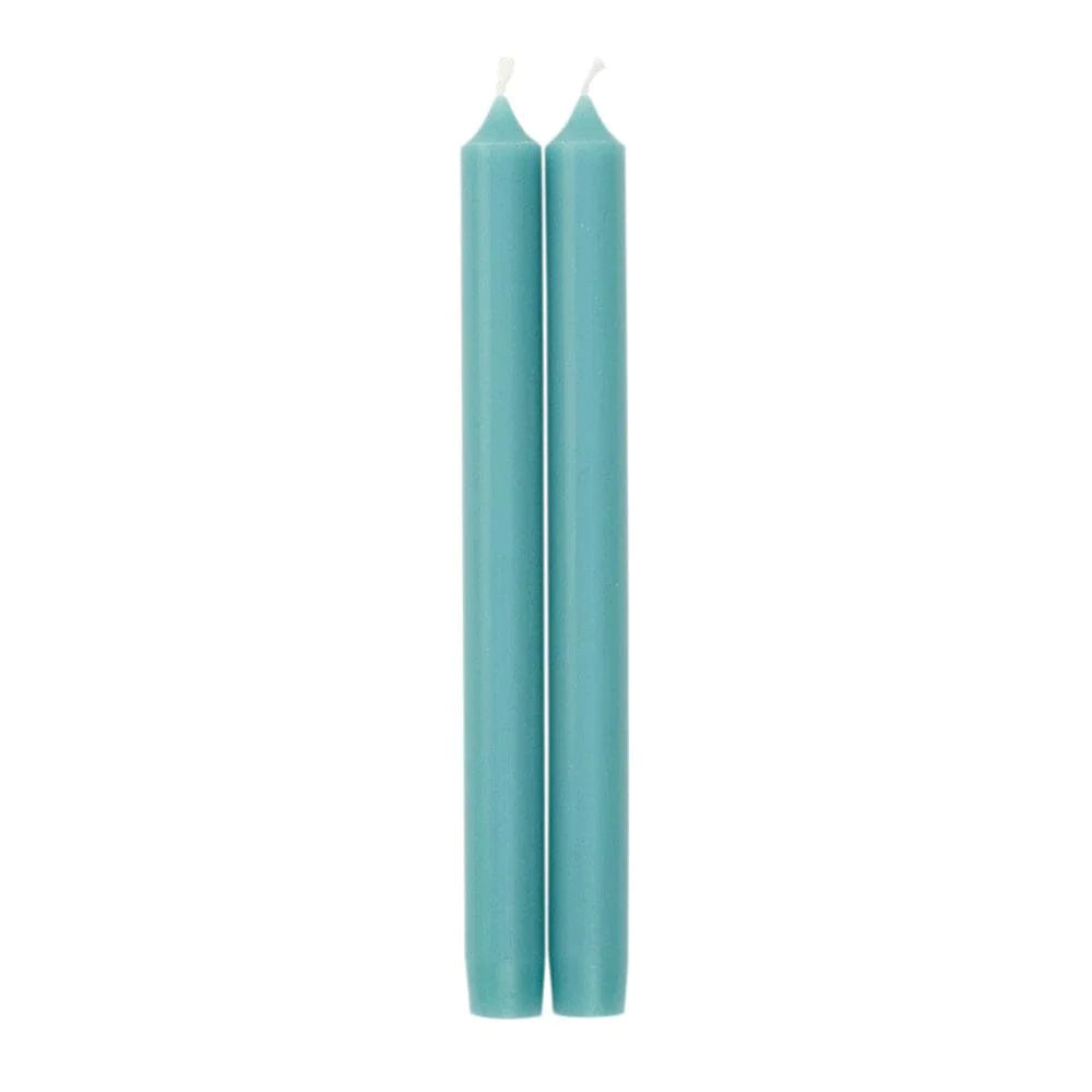 Pair of 10 inch Crown Candles in Turquoise