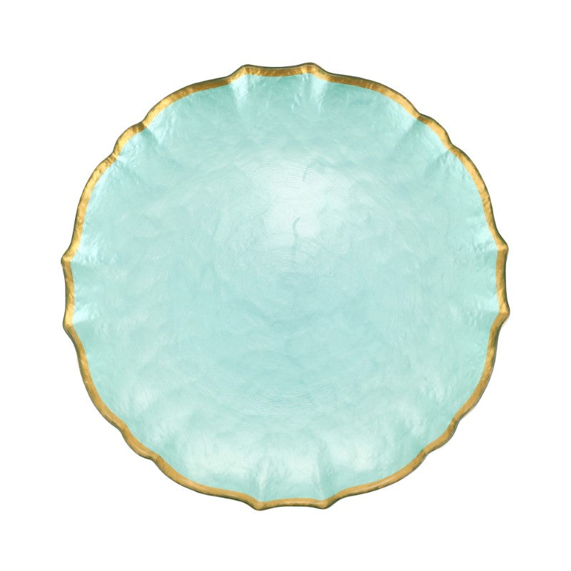 Baroque Aqua Glass Dinner Plate