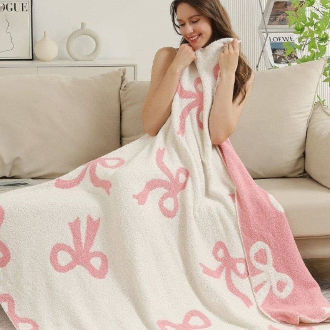 Bow Printed Blanket | Comfy Luxe