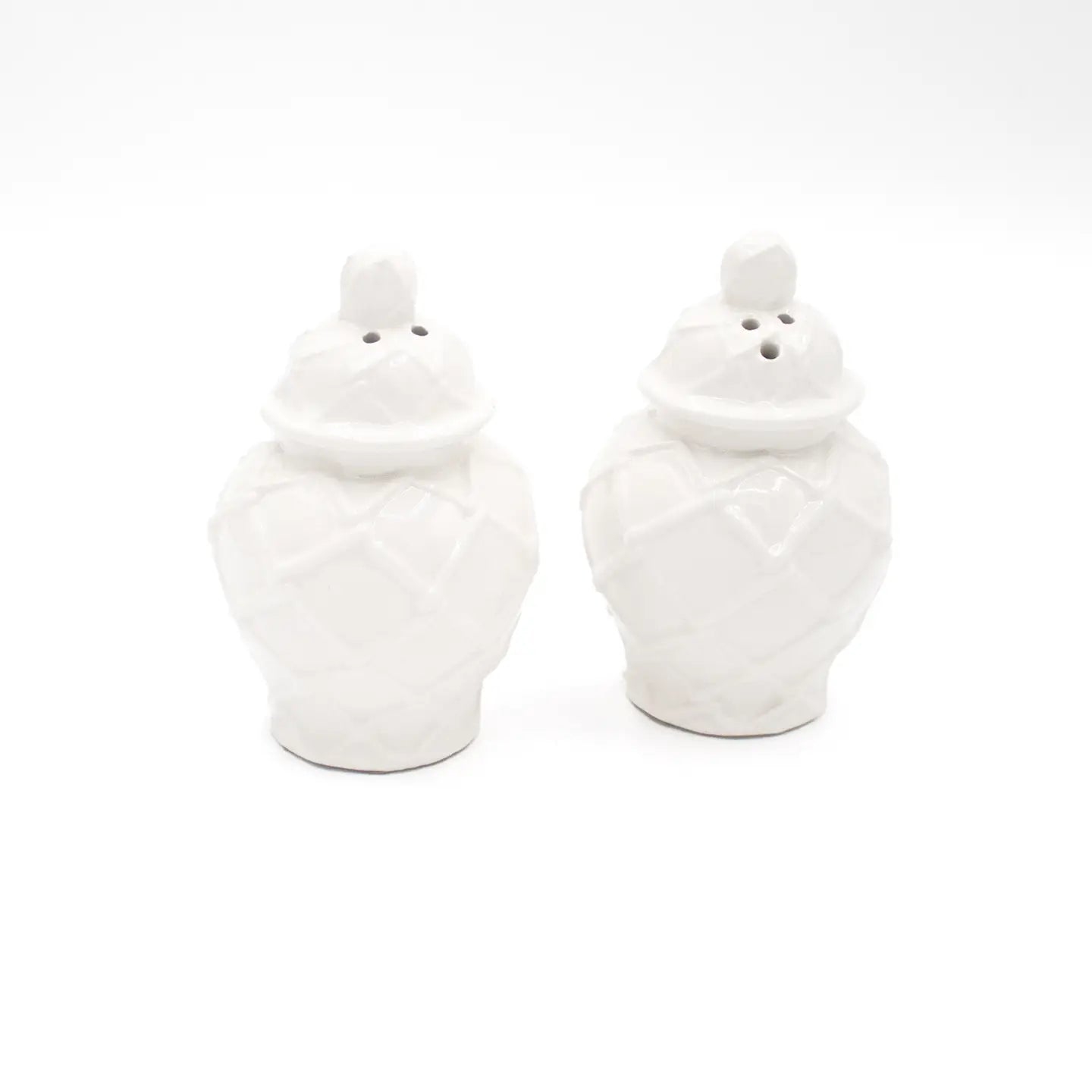 White Textured Ginger Jar Salt & Pepper Set