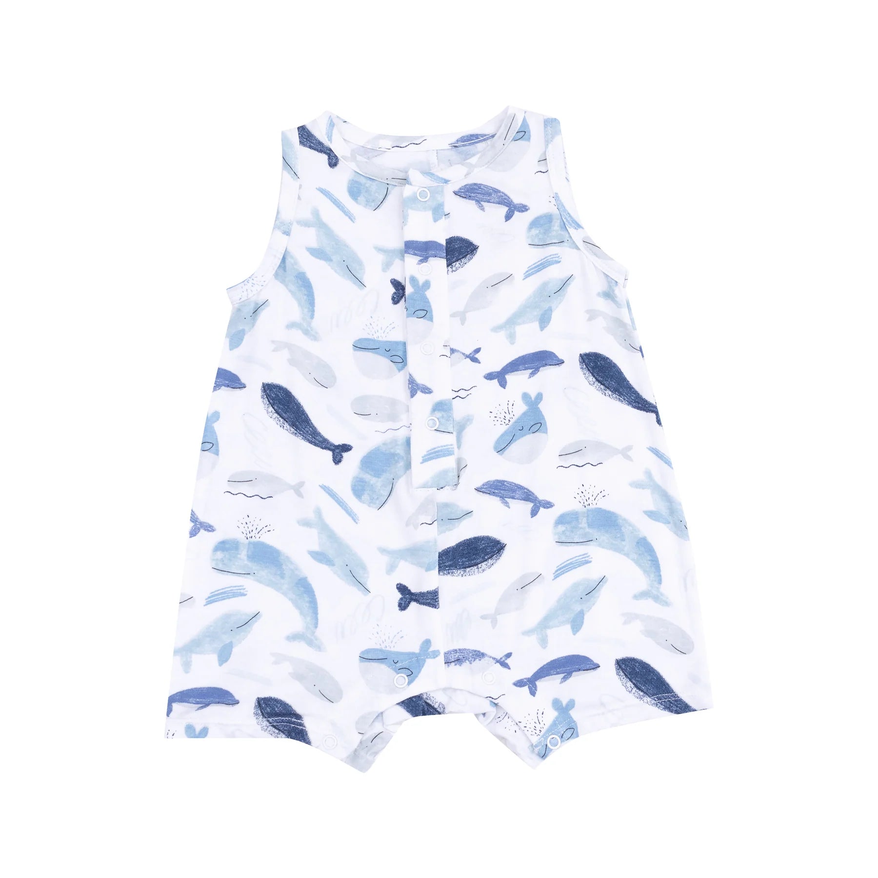 Sleeveless Shortie Romper - Blue Whales