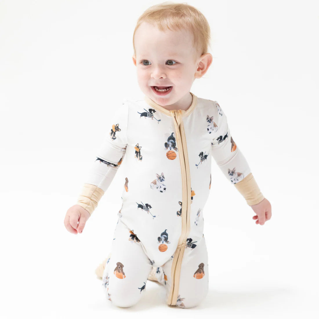 Sporty Puppies 2 Way Zipper Romper | Angel Dear