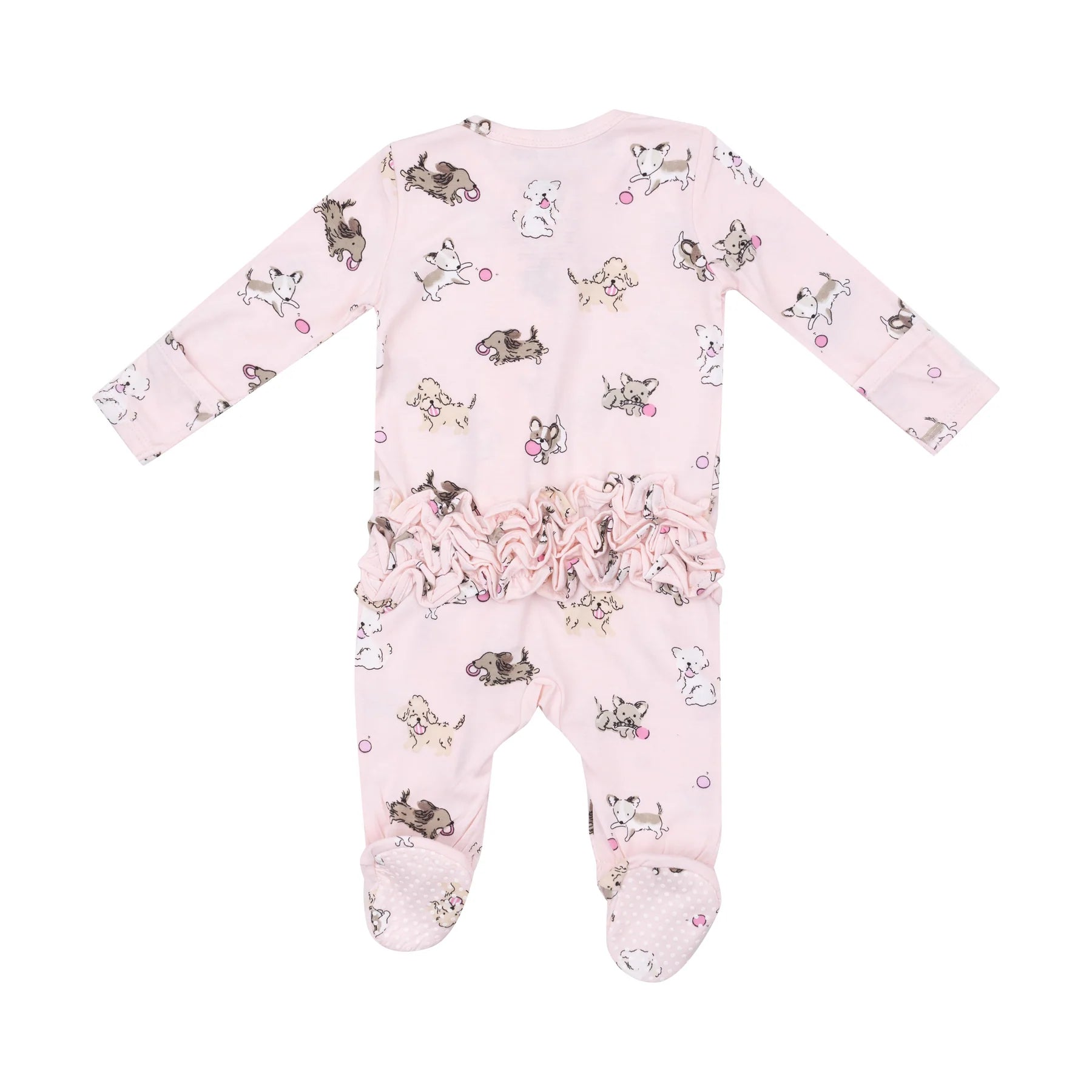 Fluffy Puppies 2 Way Ruffle Zipper Footie