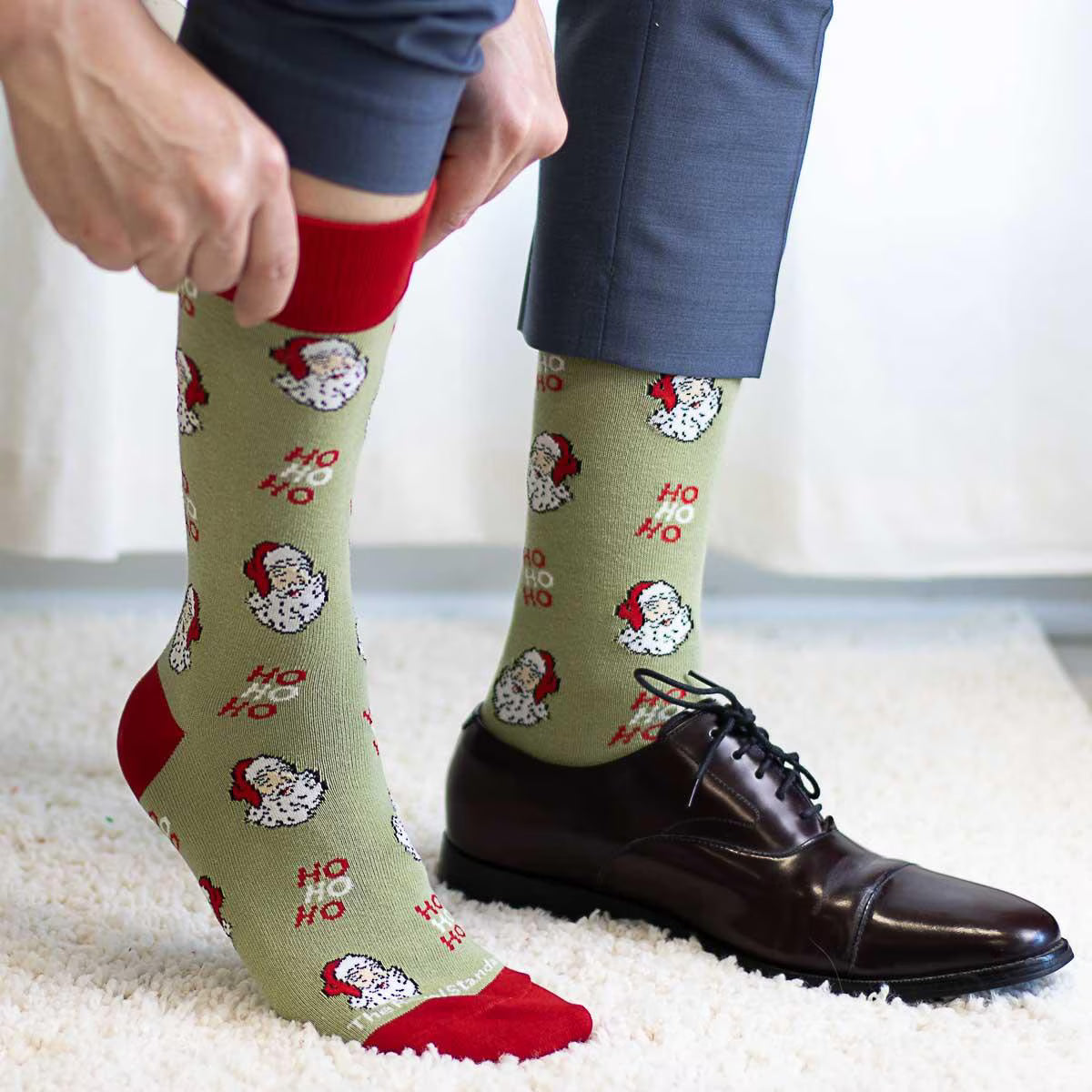 HoHoHo Santa Socks Green/Red - Men's