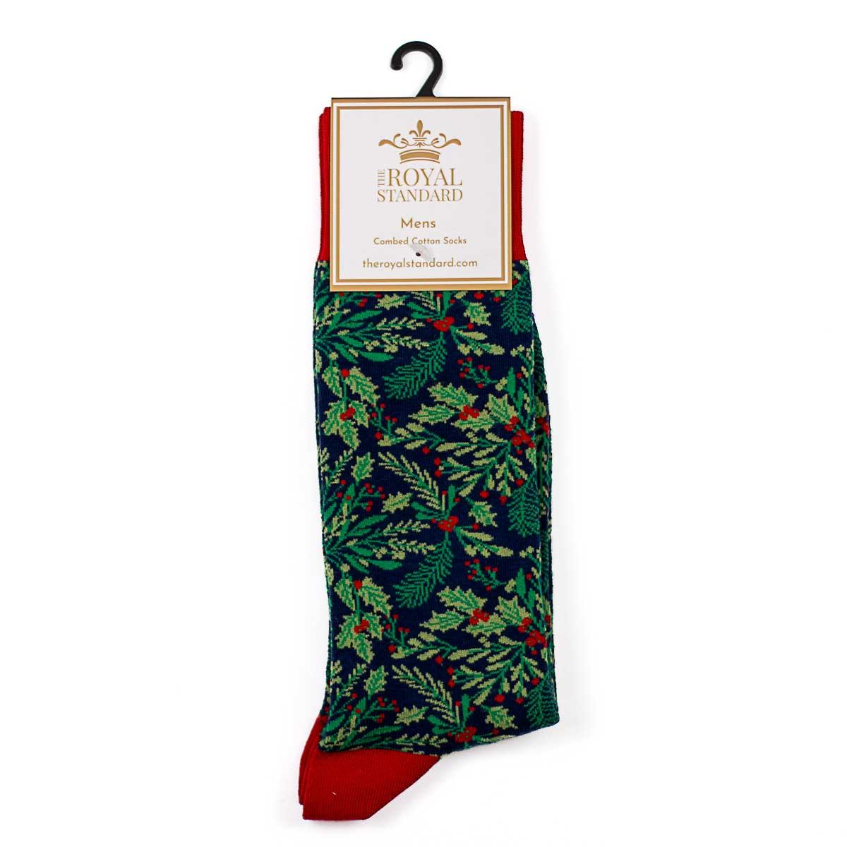 Holly Jolly Socks Navy/Red/Green - Men's