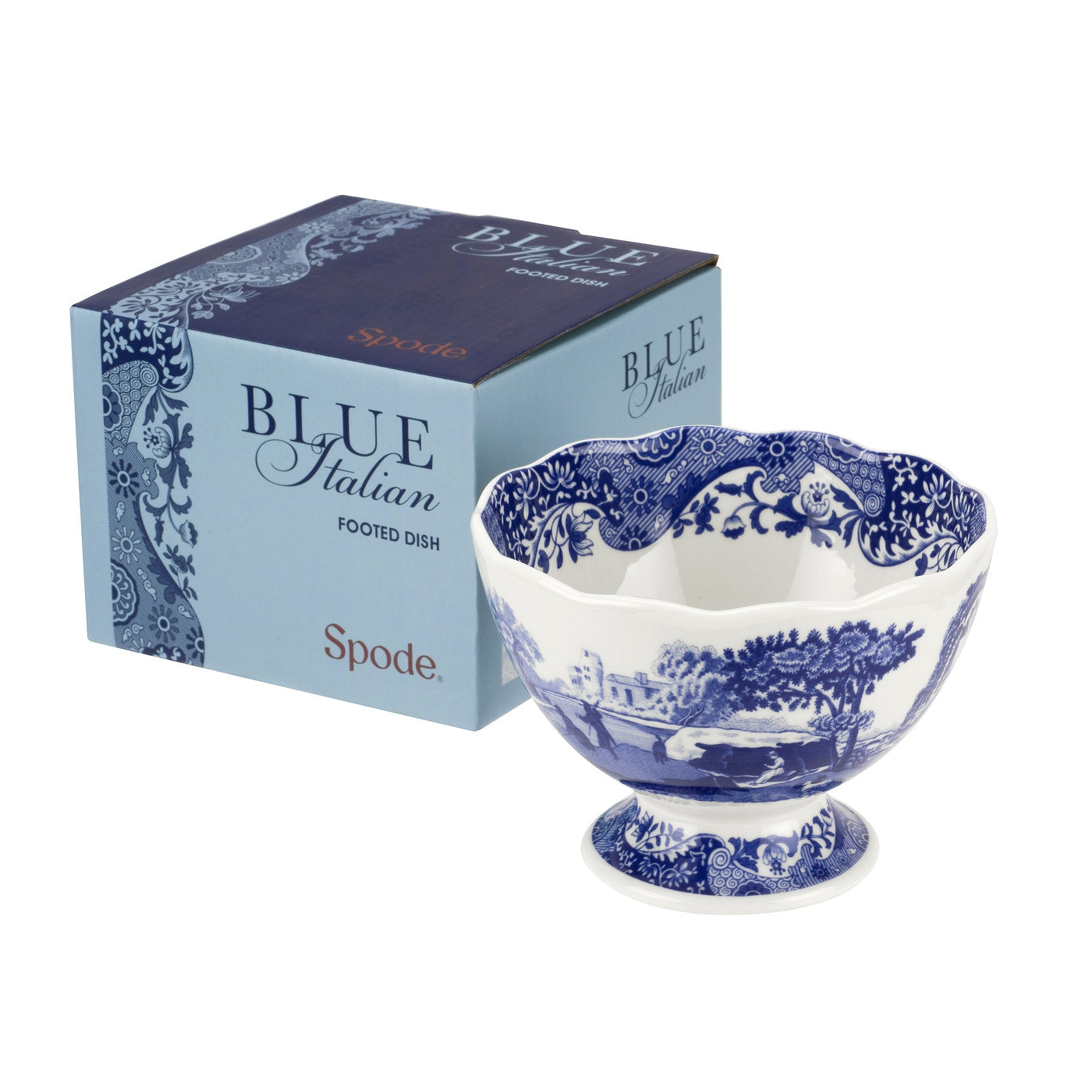 Blue Italian Footed Bowl