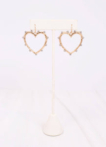 Marietta Studded Heart Earring Worn Gold