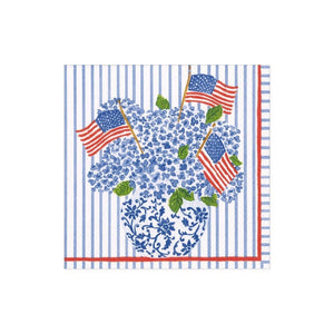 Flags and Hydrangeas Paper Cocktail Napkins