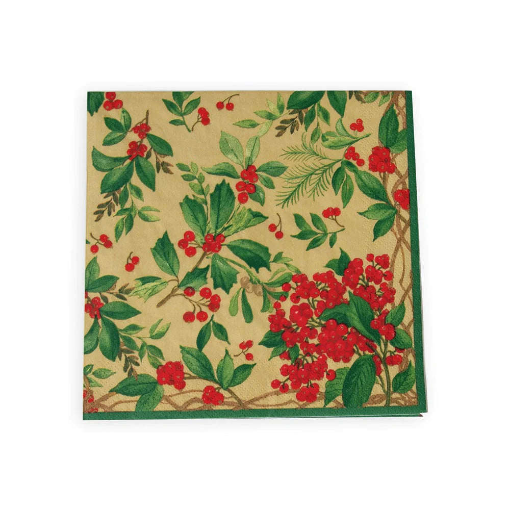 Holly Chintz Gold Dinner Napkin