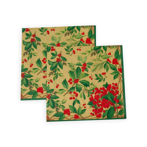 Holly Chintz Gold Dinner Napkin