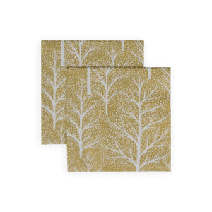 Winter Trees Gold & White Cocktail Napkins