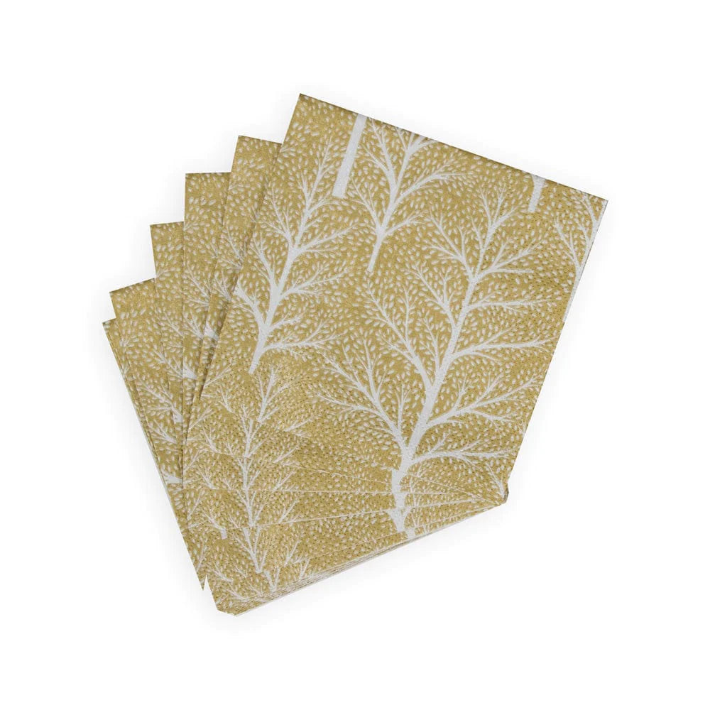 Winter Trees Gold & White Cocktail Napkins