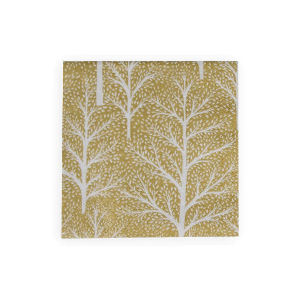 Winter Trees Gold & White Cocktail Napkins