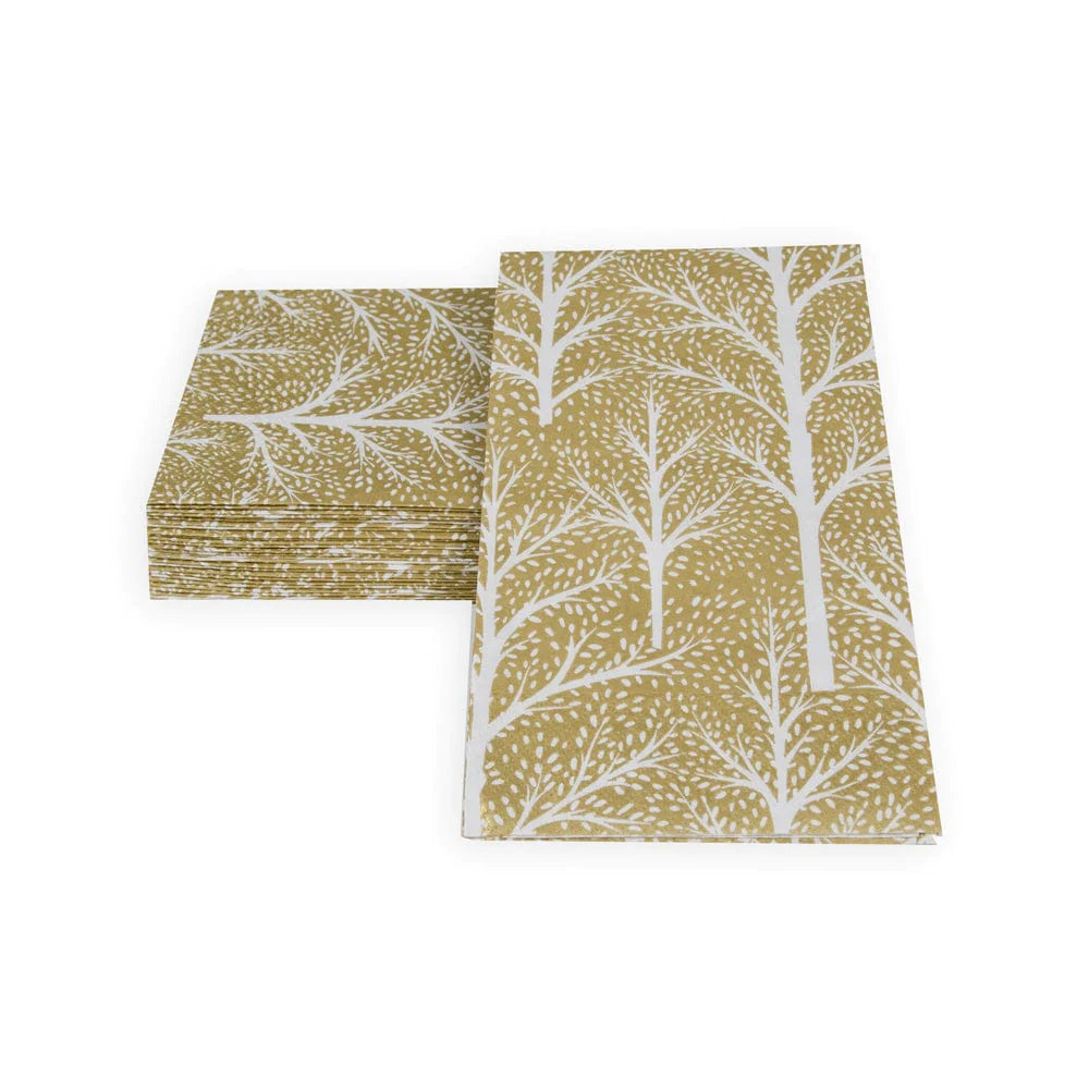 Winter Trees Gold & White Guest Towel Napkins