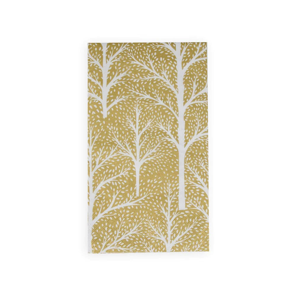 Winter Trees Gold & White Guest Towel Napkins