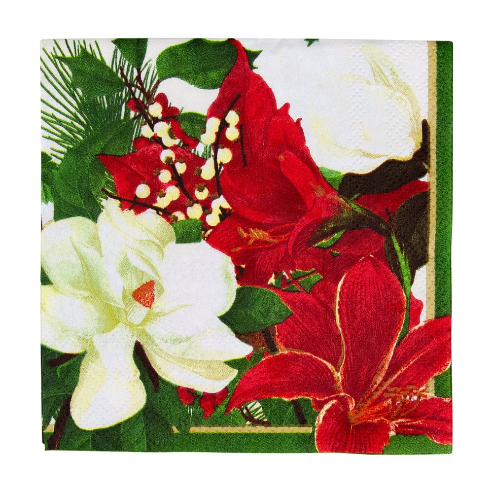 Christmas Garden Cocktail Napkins - 20 Per Package