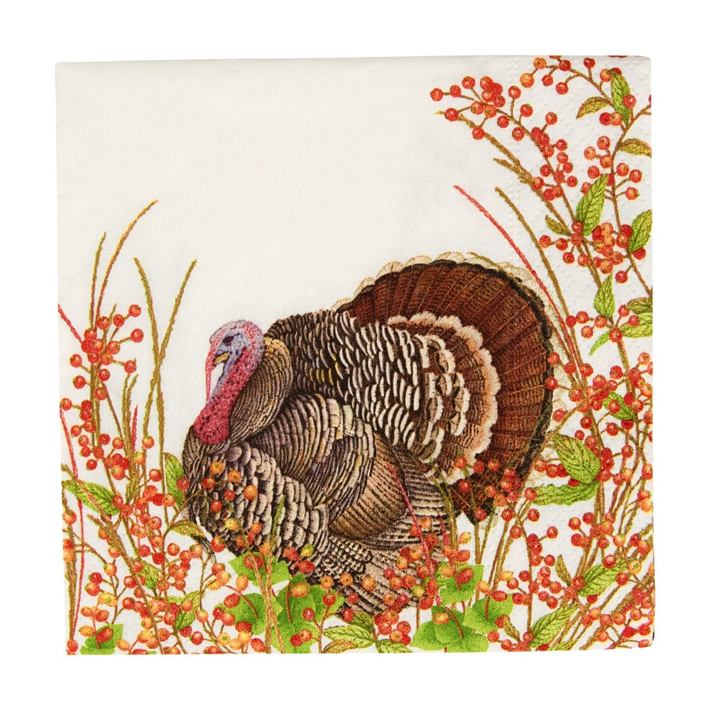 Turkey And Berries Cocktail Napkins - 20 Per Package