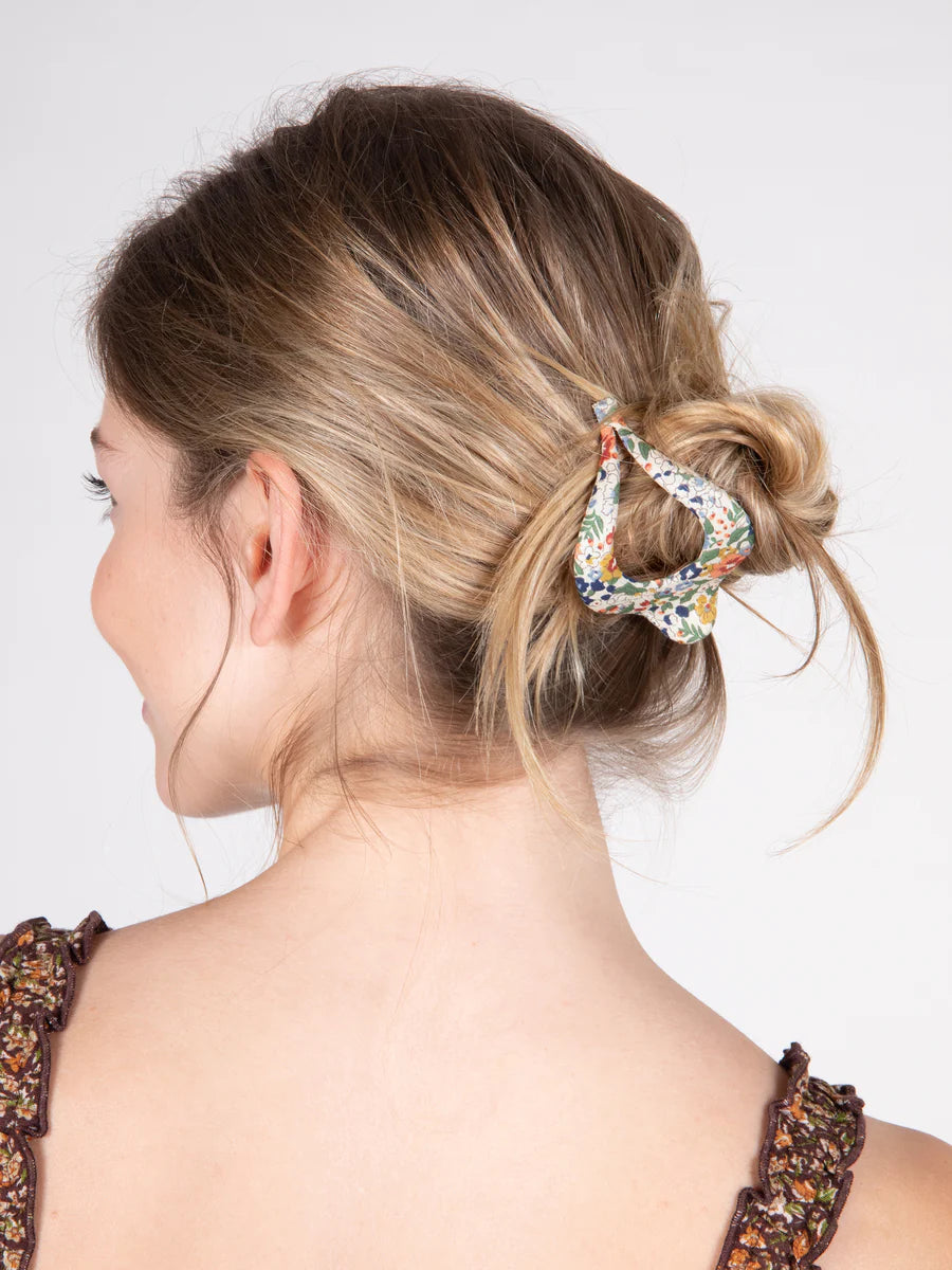 Floral Fabric Boho Hair Clip - Cream