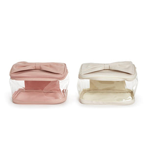 Bow on Top See Through Cosmetic and Toiletry Carry Case