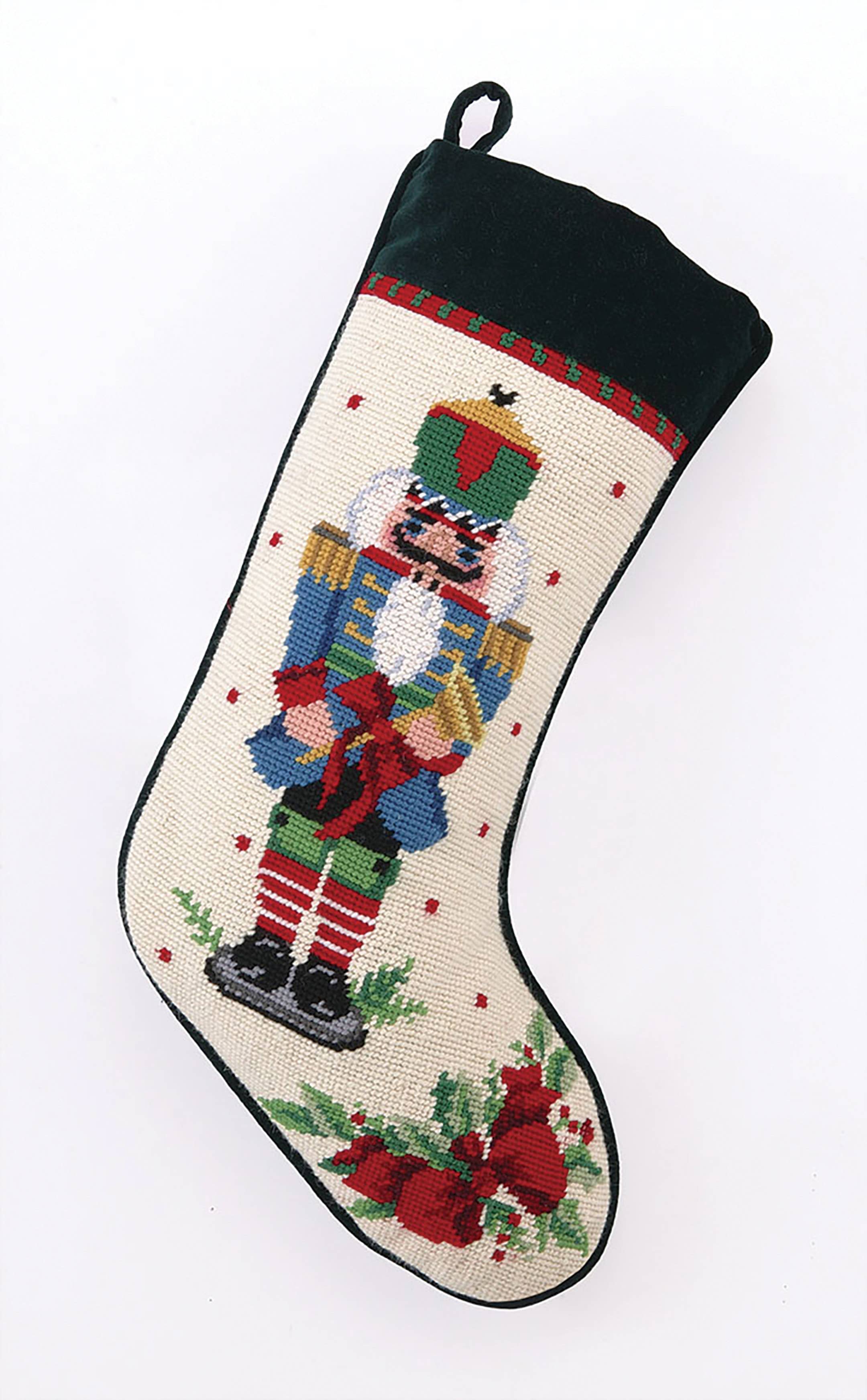 Nutcracker Melody Trumpet Needlepoint Stocking