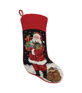 Standing Santa With Toys Needlepoint Stocking