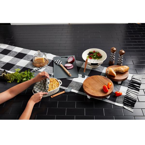 Black Check Woven Table Runner