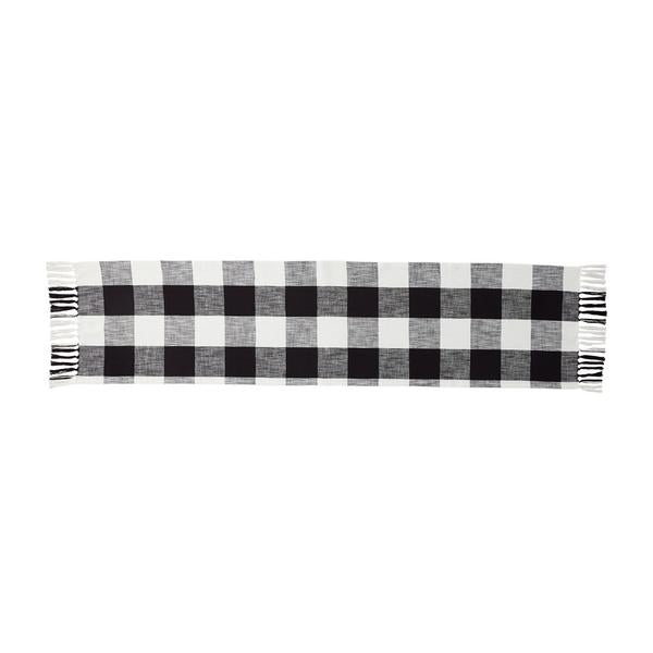 Black Check Woven Table Runner