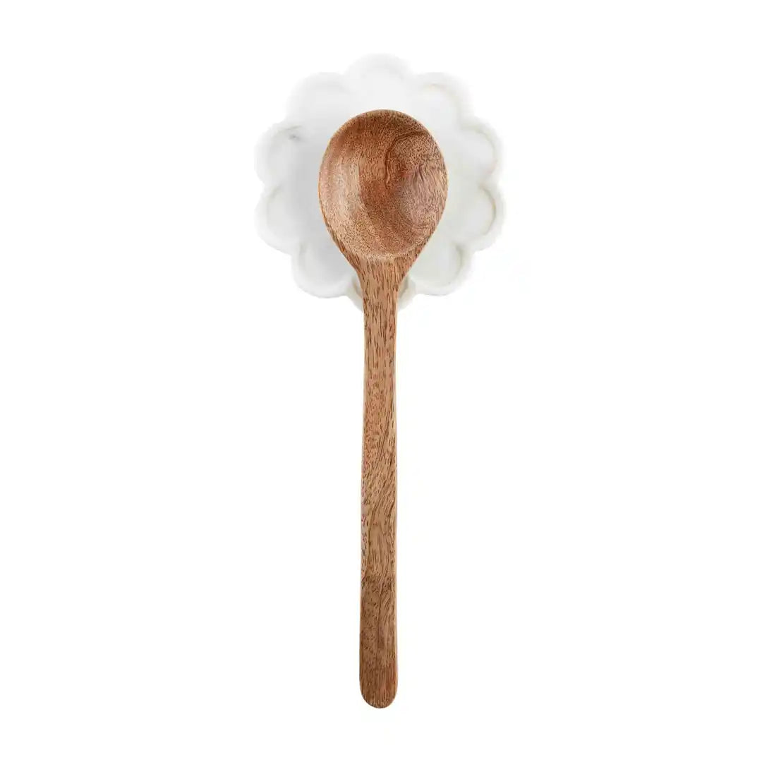 Scalloped Marble Spoon Rest Set