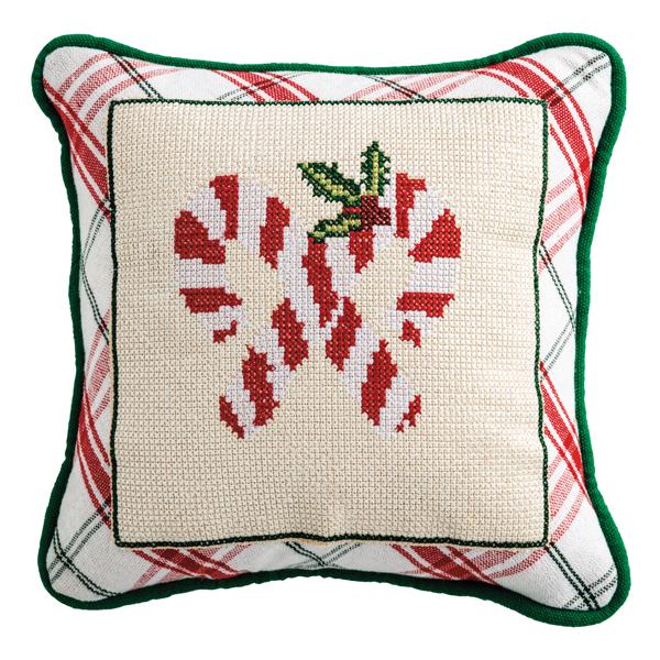Needle Point Candy Cane Pillow | Mudpie