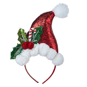 Santa Hat Headband with Holly