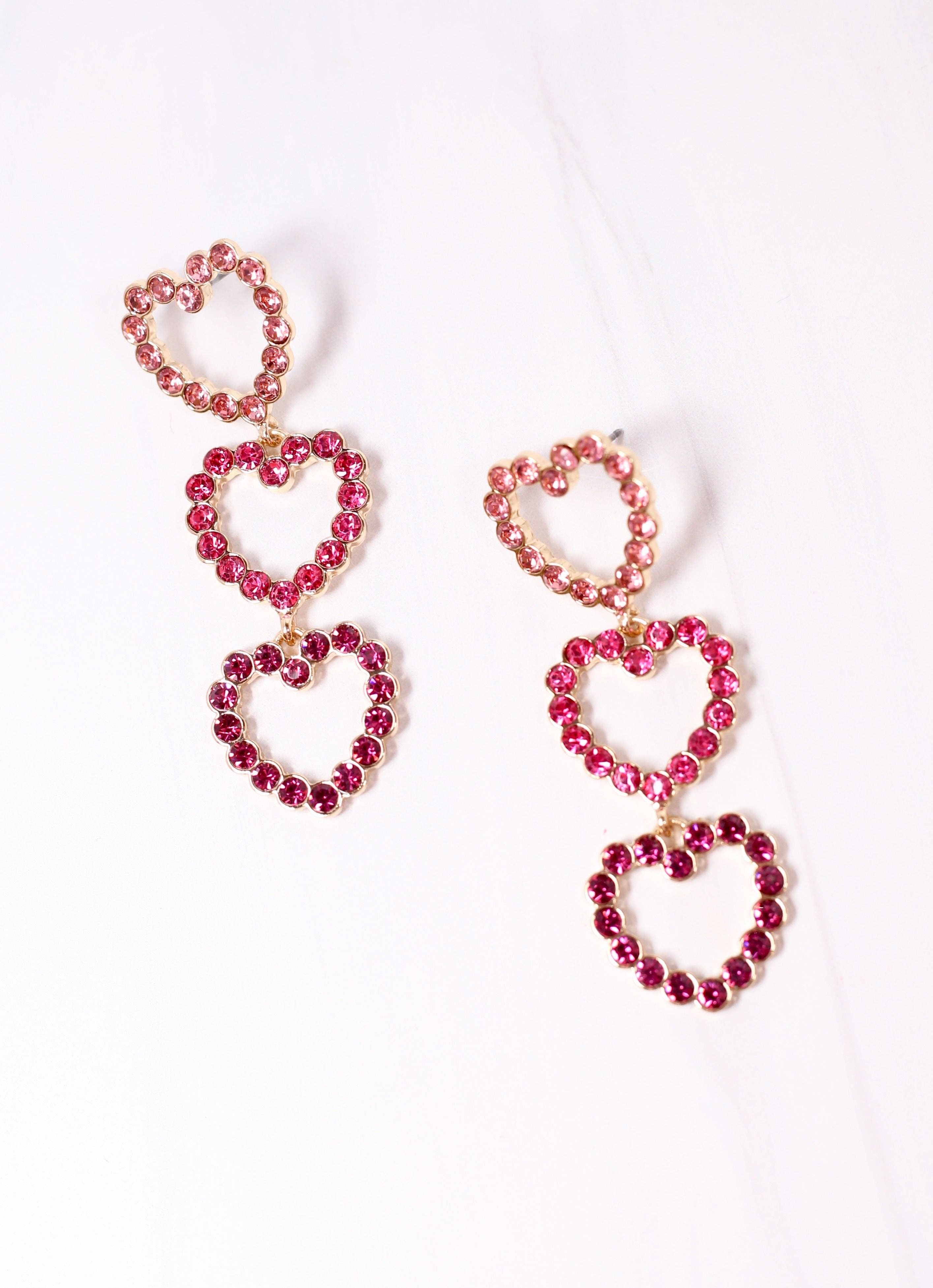 Forever Yours CZ Heart Earring Pink Multi