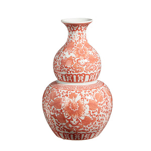 Orange Chinoiserie Vase 11.25"