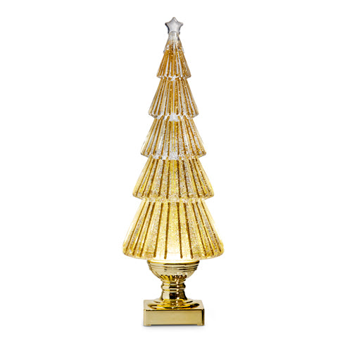 Lighted Flat Tree with Gold Swirling Glitter