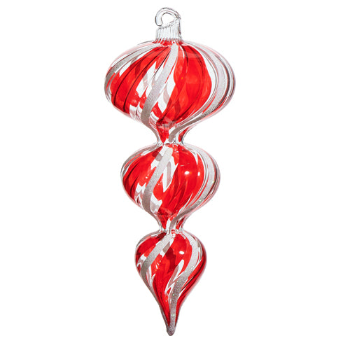 Peppermint Finial Blown Glass Ornament