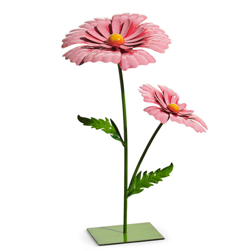 13" Pink Cosmo Metal Decor