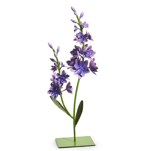 15" Purple Delphinium Metal Decor