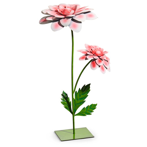 15" Pink Dahlia Metal Decor