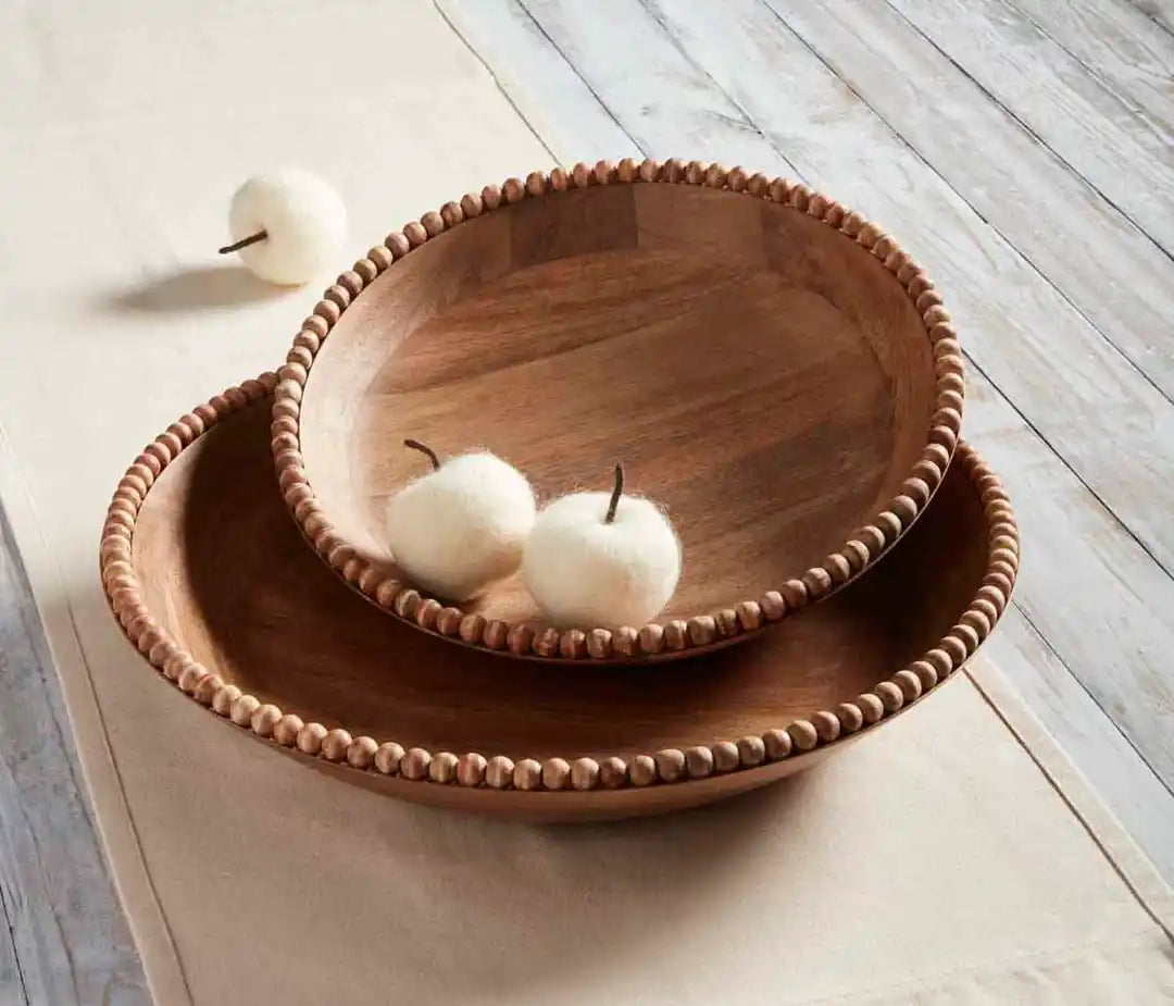 Wood Beaded Bowl Set