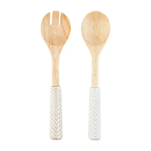 Ceramic & Wood Textured Utensil Set