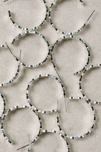 Hammered Silver Scalloped Hoop Earrings