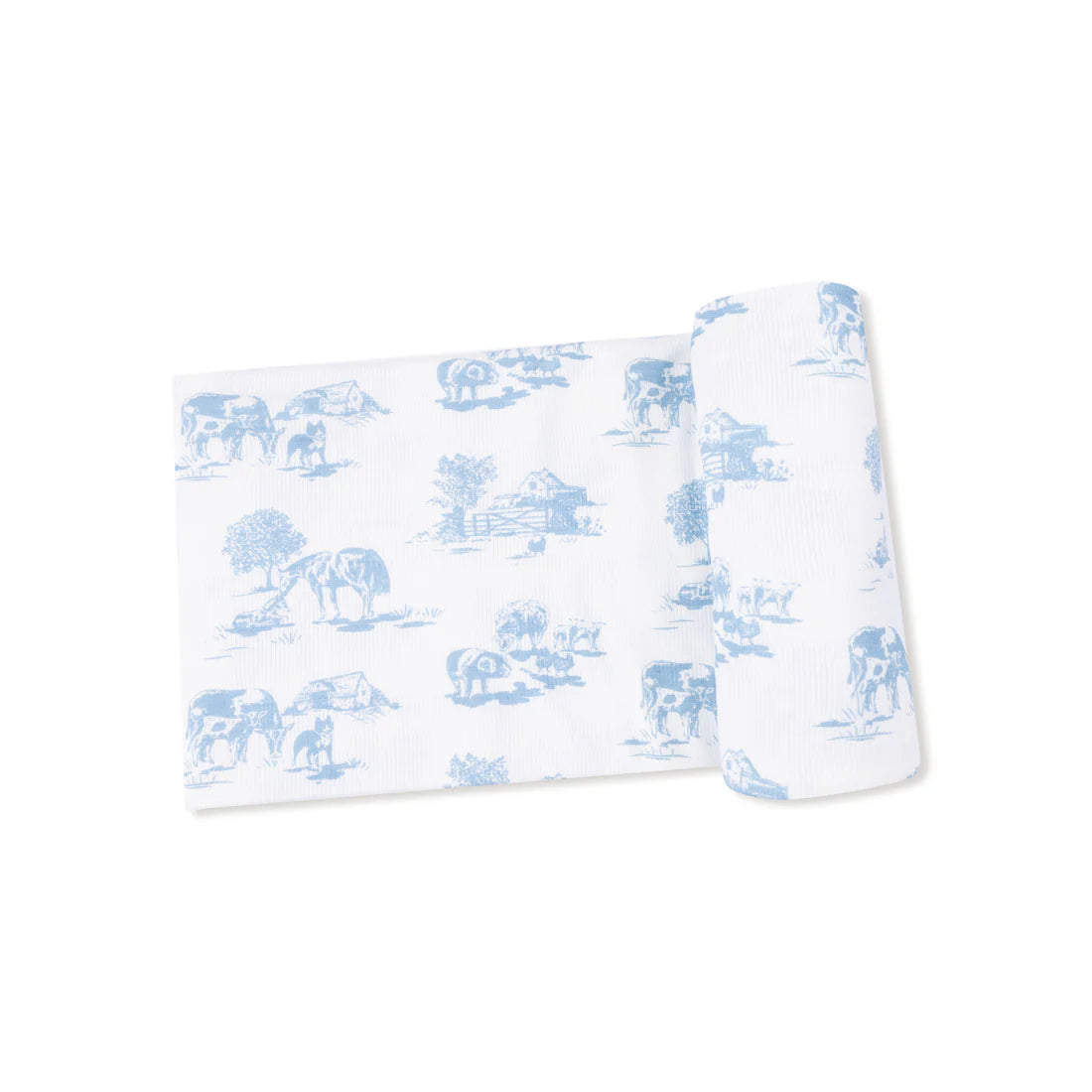 Farm Toile - Blue  Swaddle Blanket