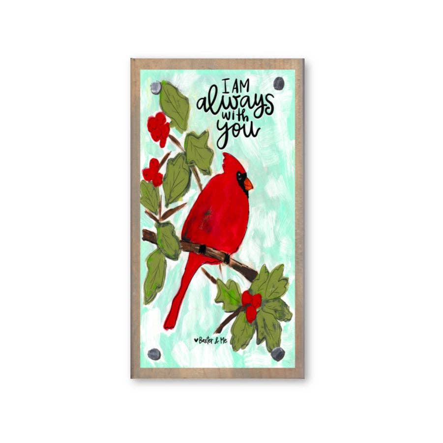 I am With You Always Red Bird | Driftwood Happy Block