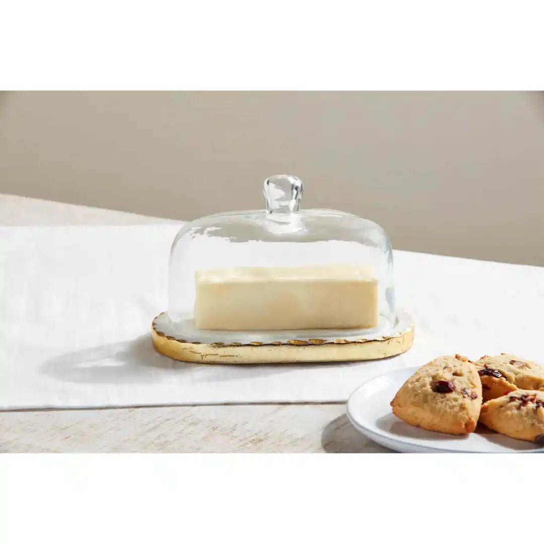 Gold Marble Glass Butter Dish