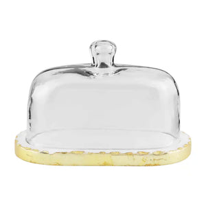 Gold Marble Glass Butter Dish