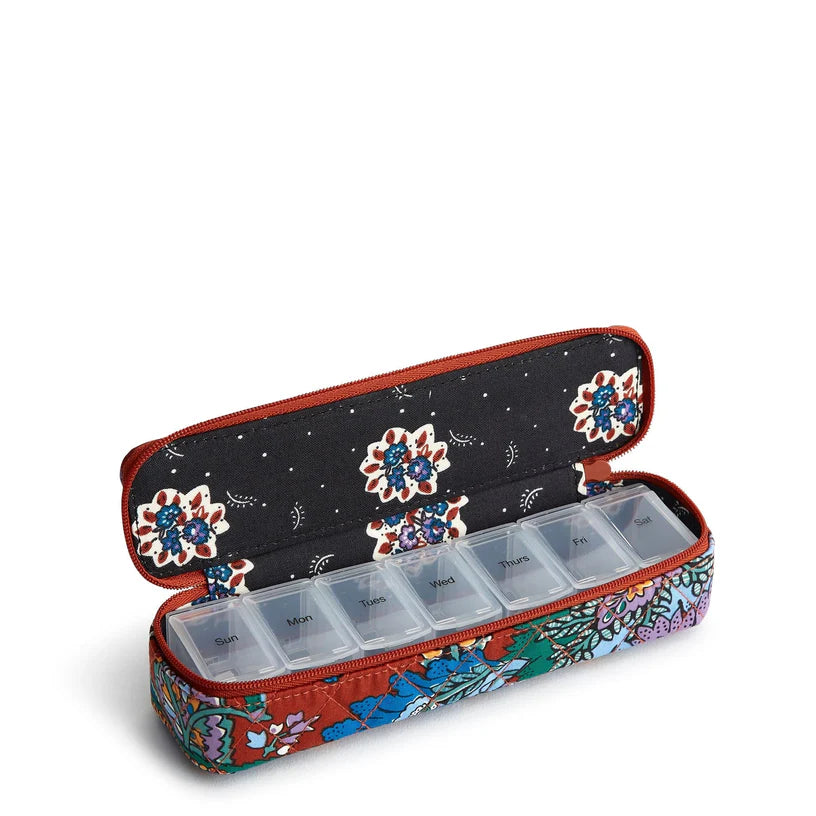 Travel Pill Case- Flowers & Feathers