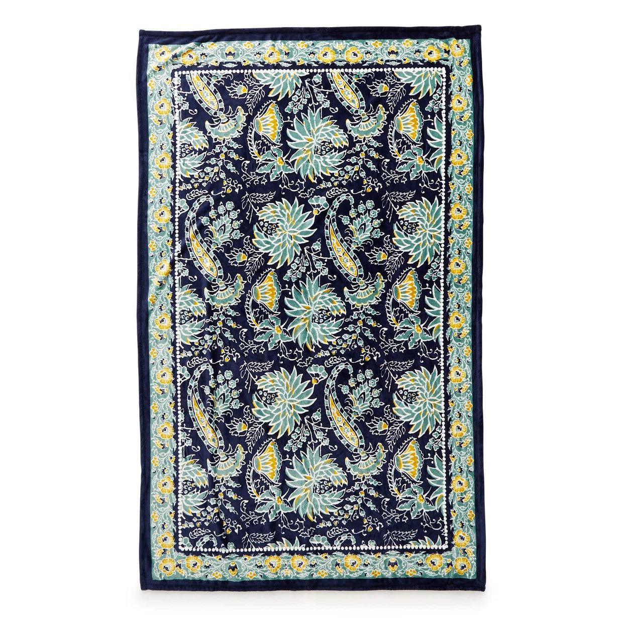 Plush Throw Blanket- Gemstone Paisley Aqua