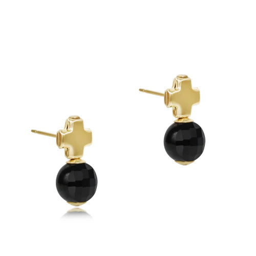 Signature Cross Gold Stud - Faceted Onyx