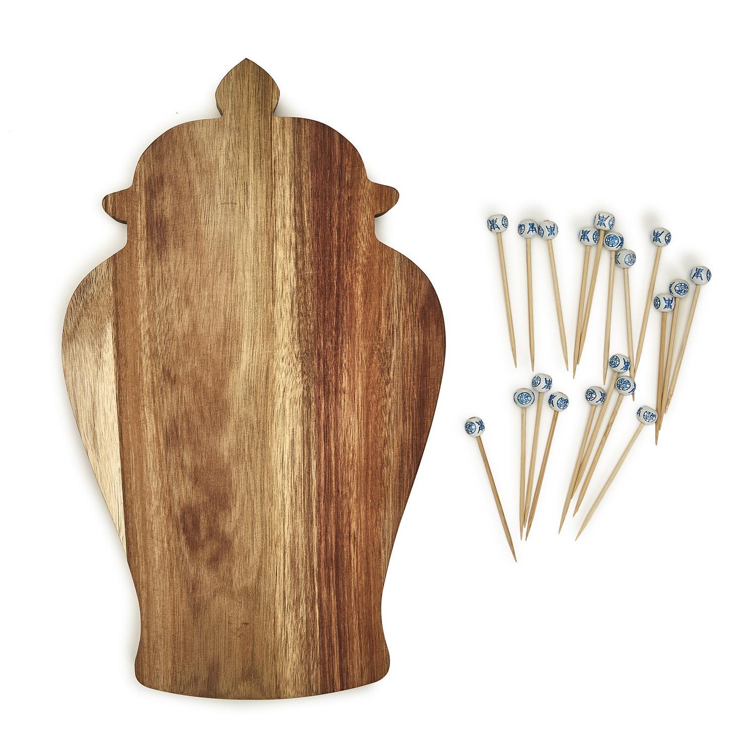 Ginger Jar Shape Serving Board with 20 Picks