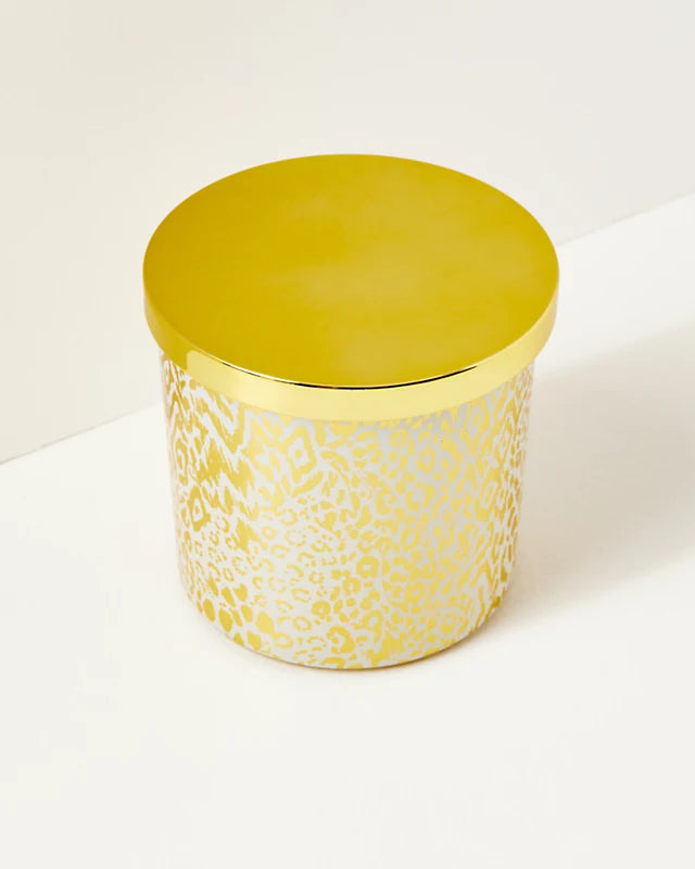 Lilly Pulitzer Printed Candle, Gold Pattern Play