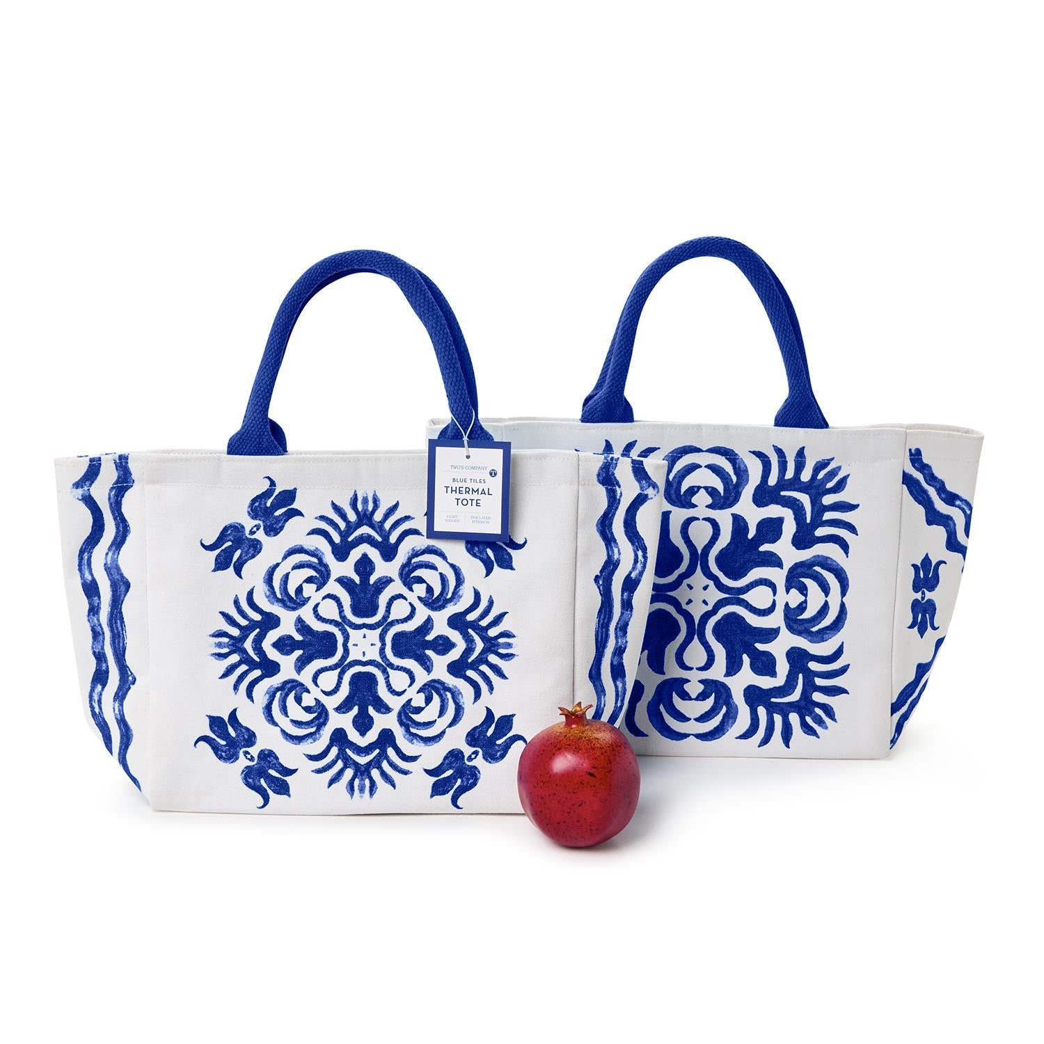 Blue Tile Block Thermal Lunch Tote
